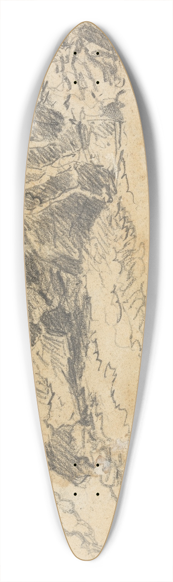 Thomas Bradshaw - Sketch of Trees and Rocks 39.3 inch art pintail longboard deck