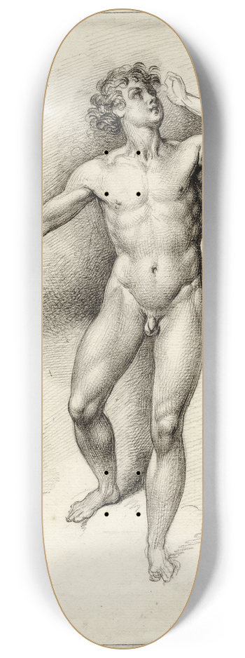 David Humbert de Superville - Staand mannelijk naakt, met geheven arm 8.25 inch art skate deck