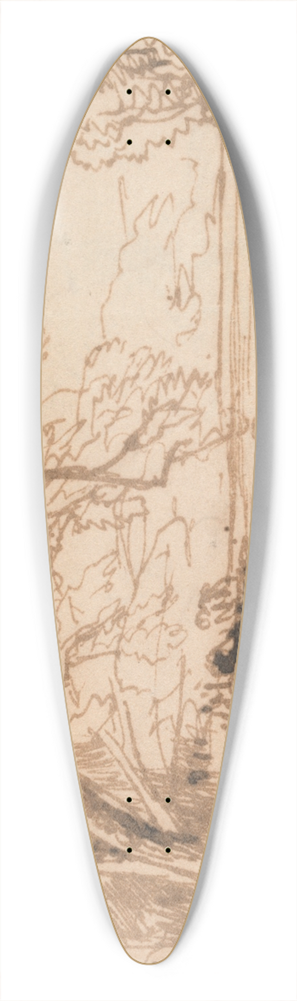 Thomas Creswick - A Tree Overhanging a River 39.3 inch art pintail longboard deck