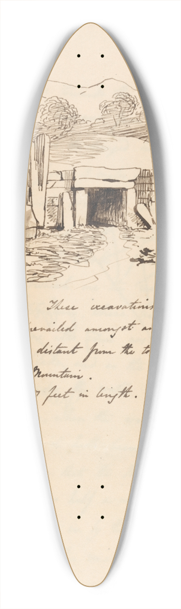 Thomas Crofton Croker - Tumulus near Newry 39.3 inch art pintail longboard deck
