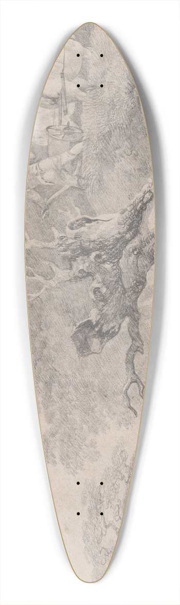 Thomas Gainsborough - Landscape with a Decayed Willow over a Pool 39.3 inch art pintail longboard deck