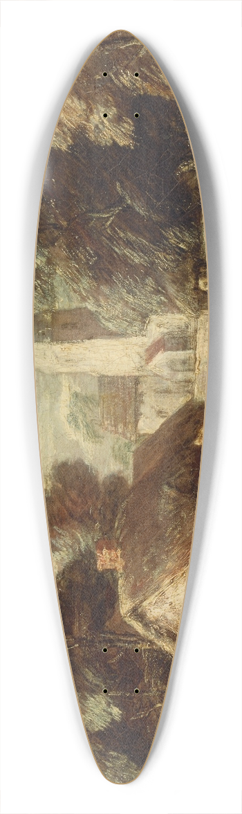 Thomas Gainsborough - Landscape with cottage and church 39.3 inch art pintail longboard deck