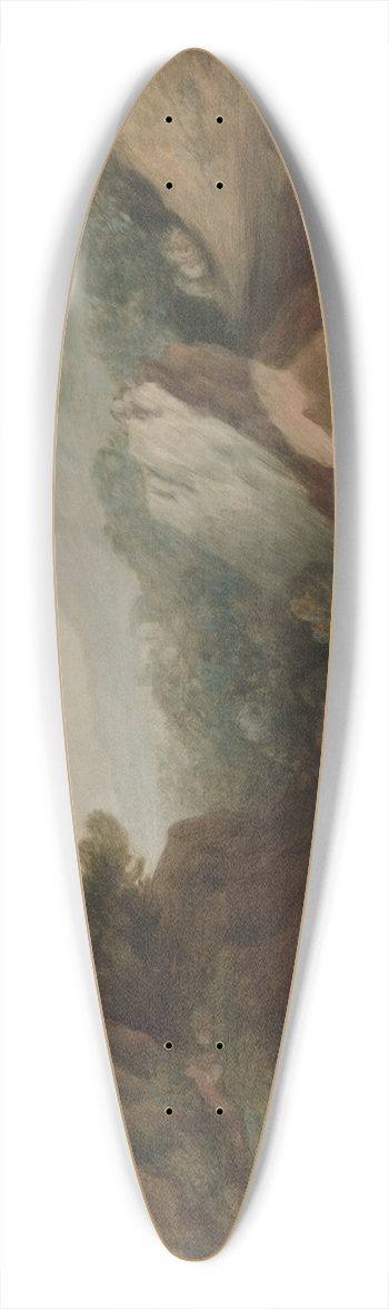 Thomas Gainsborough - Rocky, Wooded Landscape with a Dell and Weir 39.3 inch art pintail longboard deck
