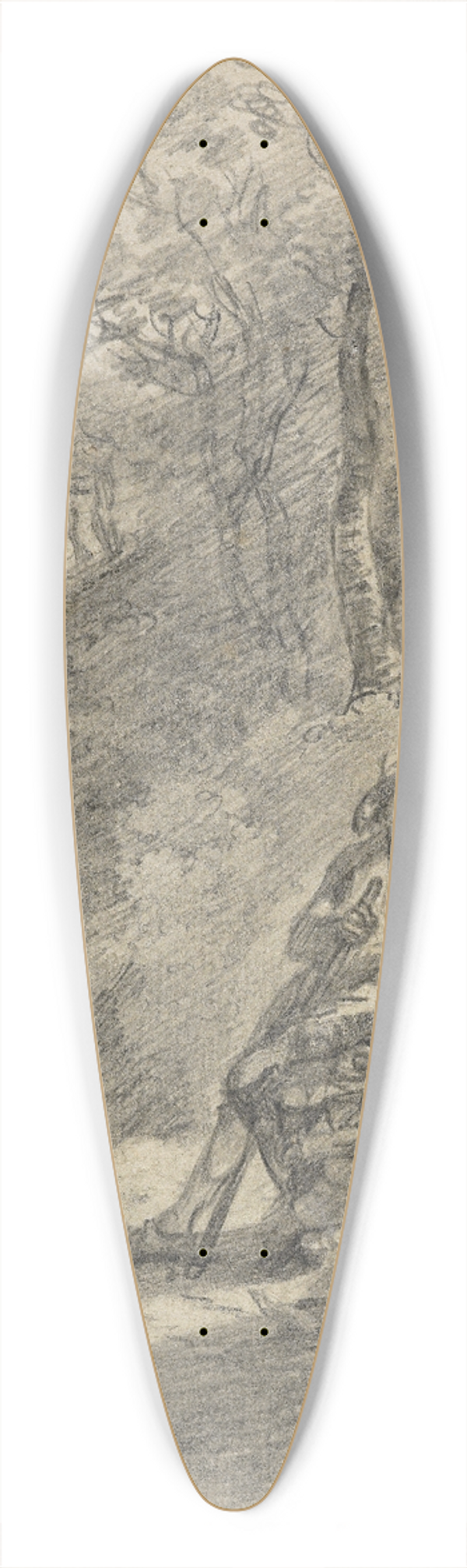 Thomas Gainsborough - Wooded landscape with figures 39.3 inch art pintail longboard deck