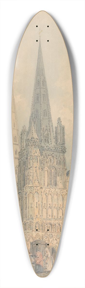 Thomas Girtin - Lichfield Cathedral, Staffordshire 39.3 inch art pintail longboard deck