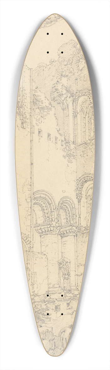 Thomas Hearne - Gundulfs Tower, Rochester Cathedral, Kent 39.3 inch art pintail longboard deck