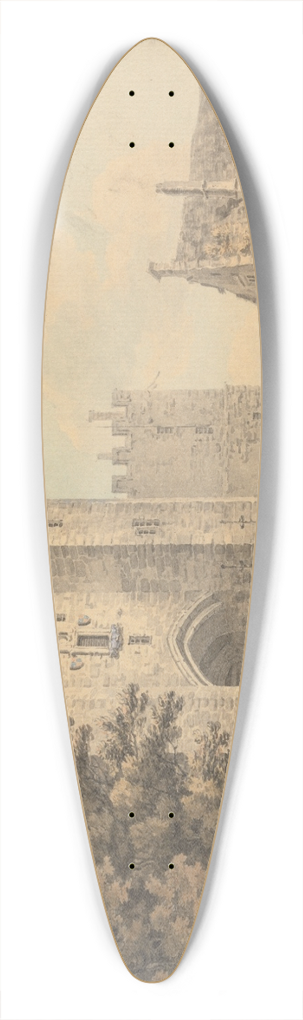 Thomas Hearne - The Gateway of Lancaster Castle 39.3 inch art pintail longboard deck