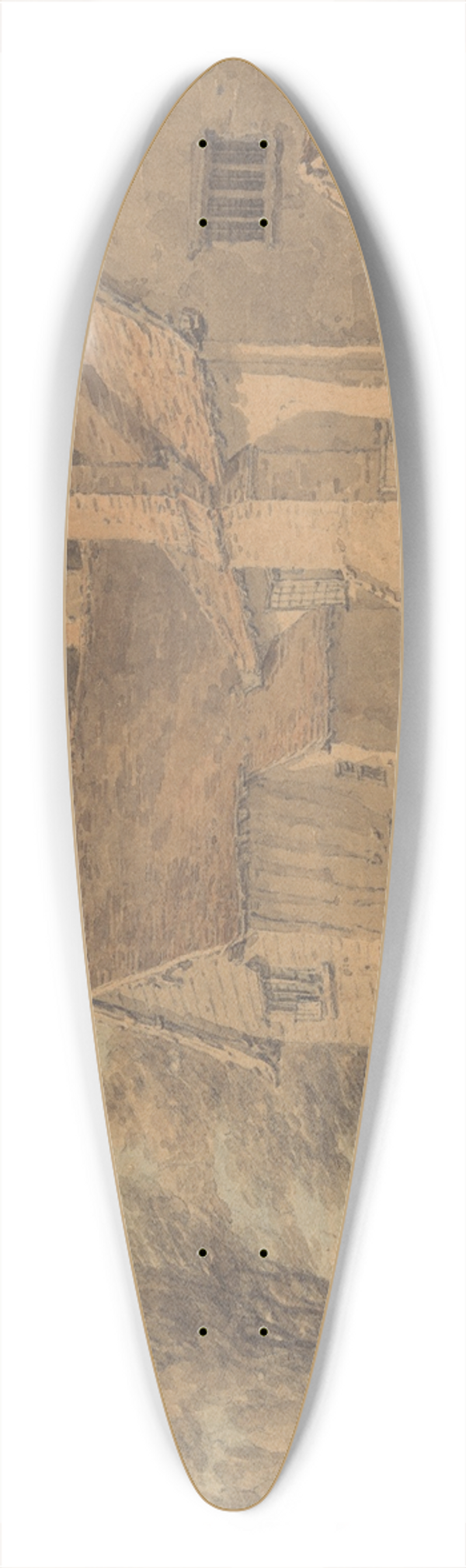 Thomas Hearne - The Poor House, Hadley, Hertfordshire 39.3 inch art pintail longboard deck