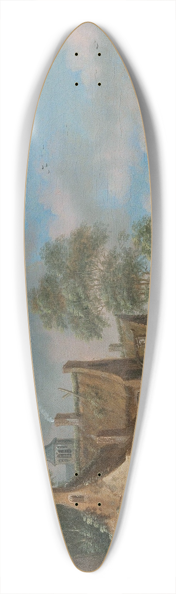 Thomas Heeremans - A river landscape with fishermen 39.3 inch art pintail longboard deck