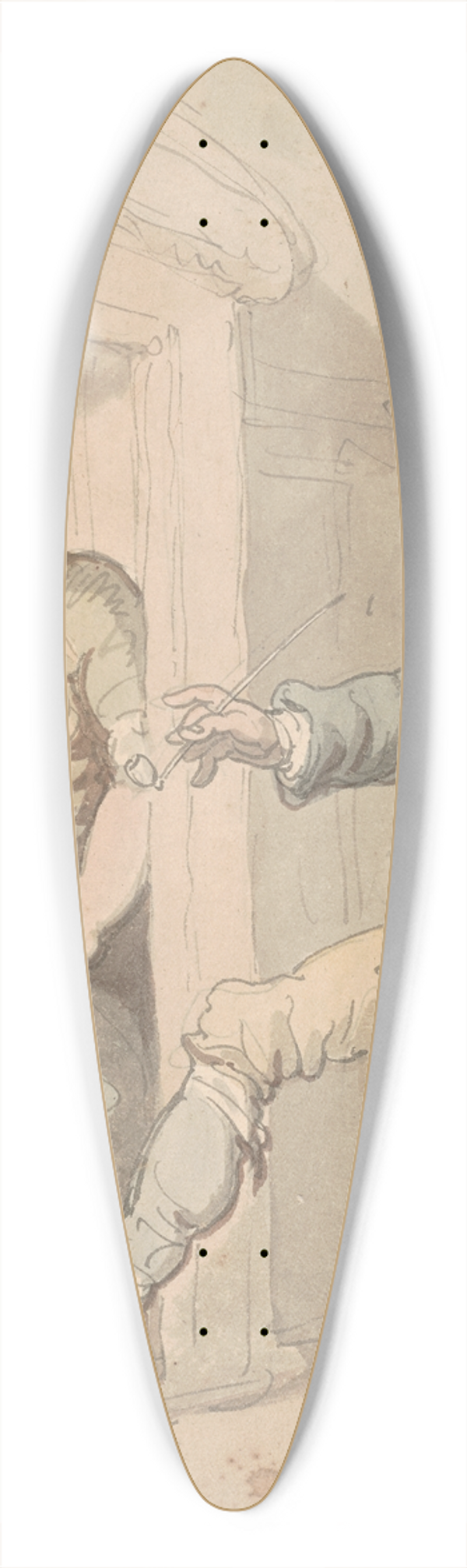 Thomas Rowlandson - Drunkards return 39.3 inch art pintail longboard deck