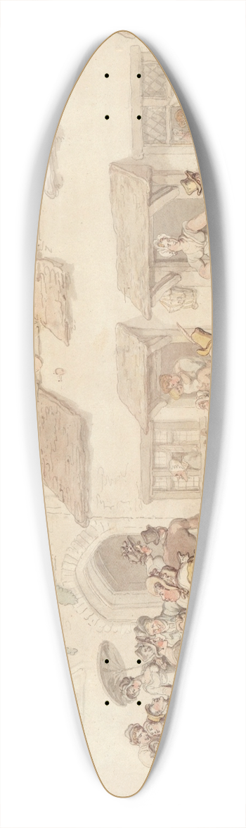 Thomas Rowlandson - Figures outside a coaching inn 39.3 inch art pintail longboard deck