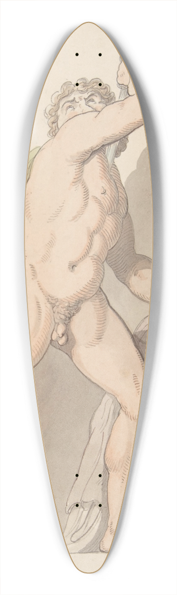 Thomas Rowlandson - Standing Nude Man Supporting Fainting Female (Ludovisi Gaul in the Uffizi) 39.3 inch art pintail longboard deck