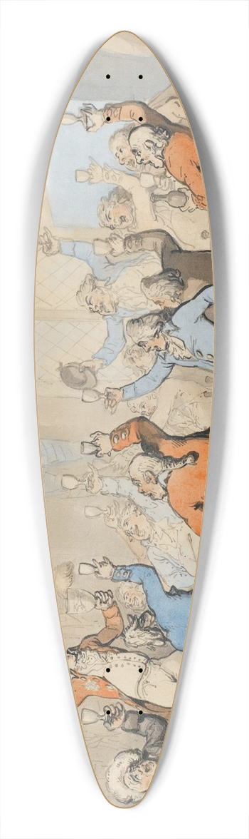 Thomas Rowlandson - The Hunt Dinner 39.3 inch art pintail longboard deck
