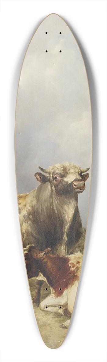 Thomas Sidney Cooper - A Bull And Cows In A Landscape 39.3 inch art pintail longboard deck