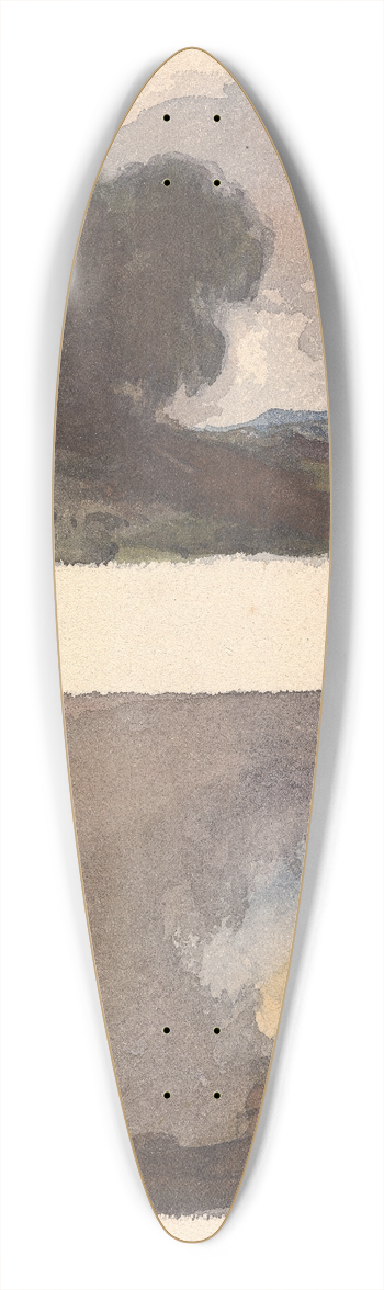 Thomas Sully - Landscape With Tree in Foreground and Mountains in Distance; Figure in interior Scene 39.3 inch art pintail longboard deck