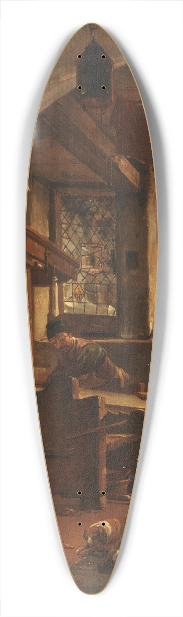 Thomas Wijck - Interior of a Weavers Cottage 39.3 inch art pintail longboard deck