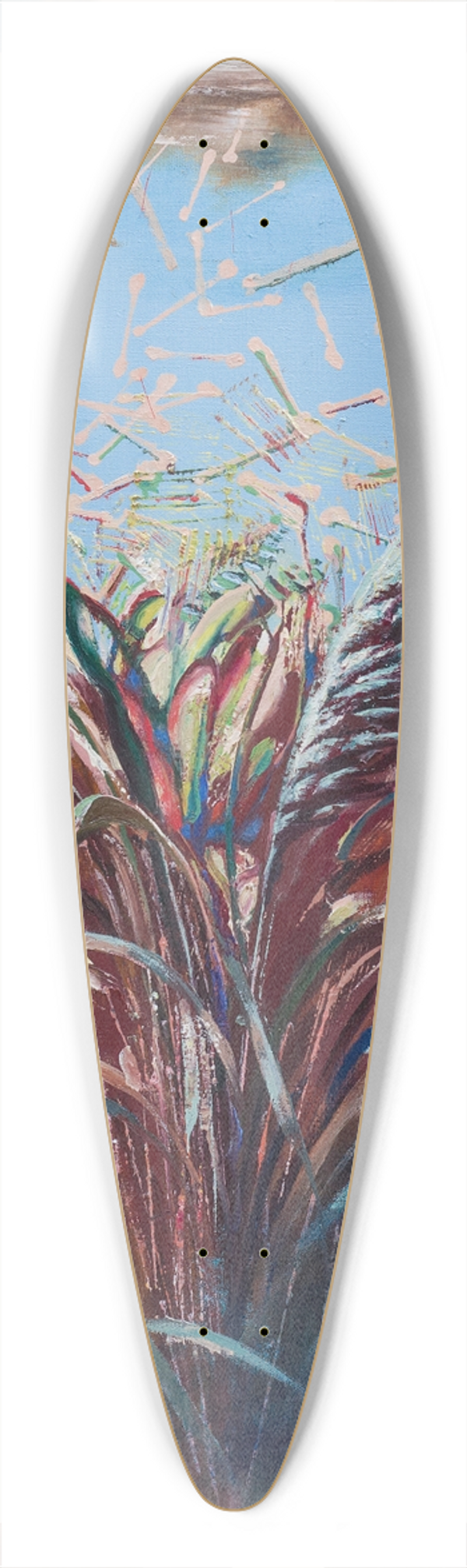 Tiit Psuke - Blossom in the Grass 39.3 inch art pintail longboard deck