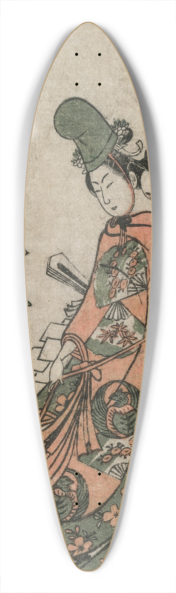 Torii Kiyomitsu - Kametani Jujiro as the Shirabyoshi Dancer Yuya 39.3 inch art pintail longboard deck