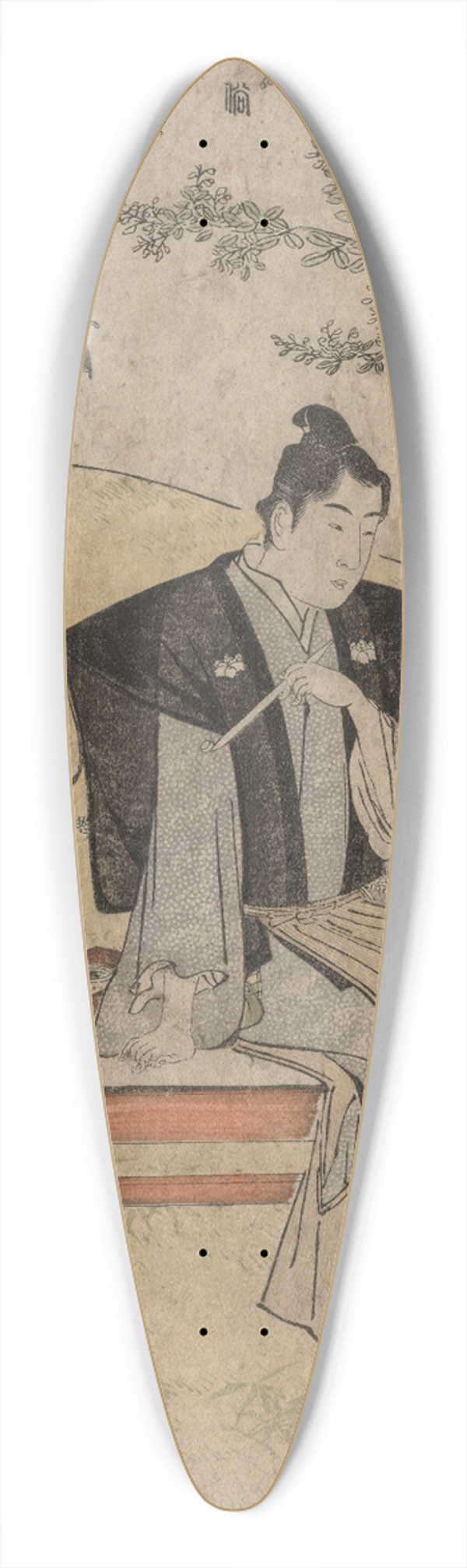 Torii Kiyonaga - Two Lovers (from the series Brocades of the East in Fashion) 39.3 inch art pintail longboard deck