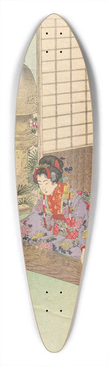 Toshikata Mizuno - Playing the Koyo, A Lady from Nagoya of the Koka Era (1844-48), from the series Thirty-six Elegant Selections 39.3 inch art pintail longboard deck