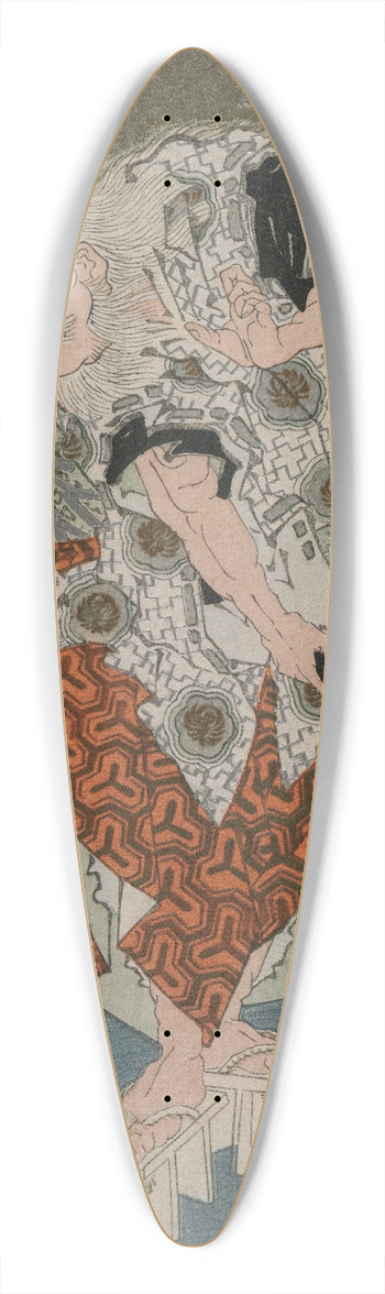 Totoya Hokkei - Beside a White Cock and Hen (From the Series The Spring Cave) 39.3 inch art pintail longboard deck