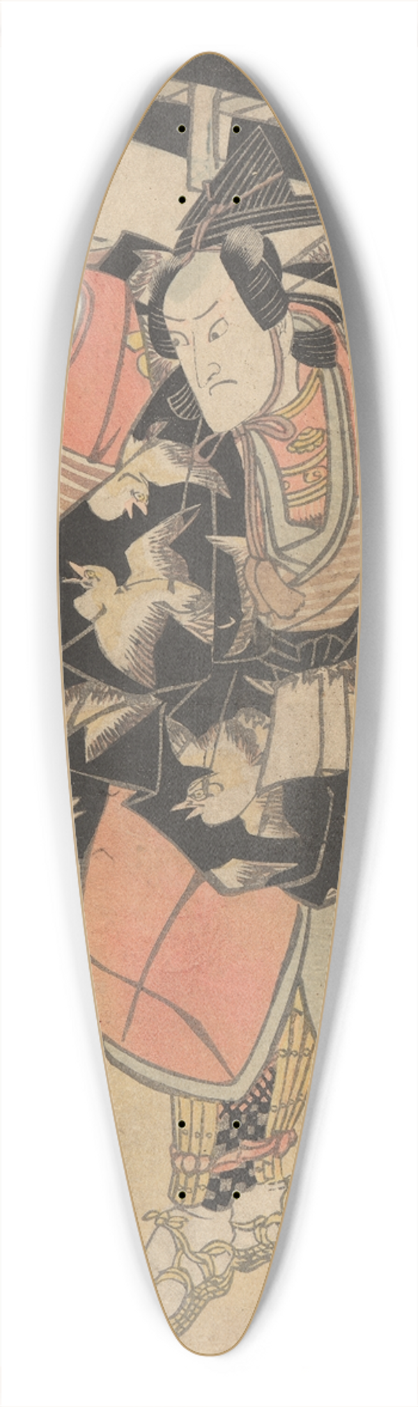 Toyokuni Utagawa - Actor (part of costume a design of birds on black) 39.3 inch art pintail longboard deck