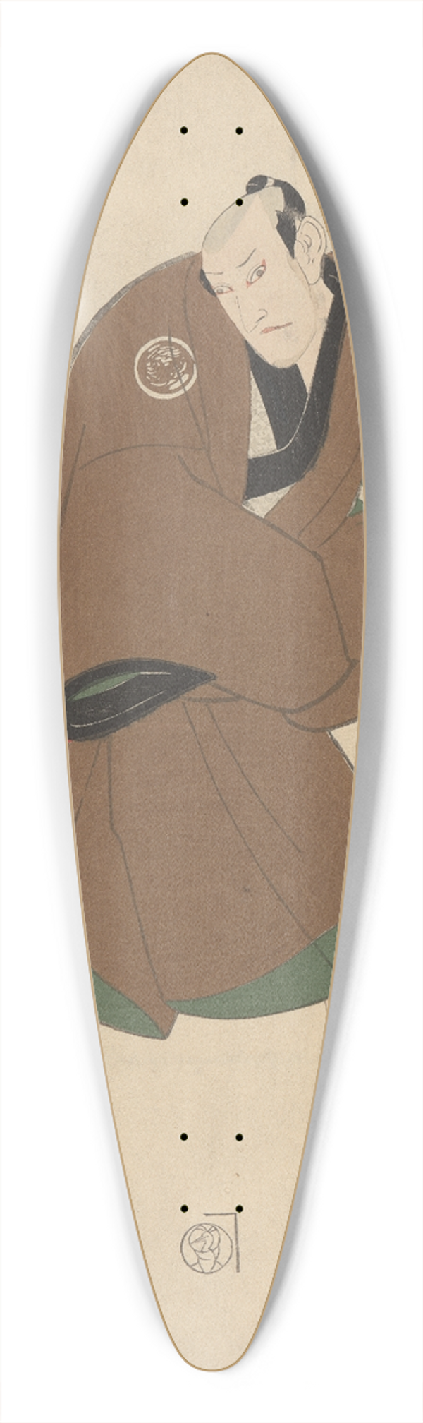 Toyokuni Utagawa - An Actor Dressed as a Samurai in Brown Robe 39.3 inch art pintail longboard deck