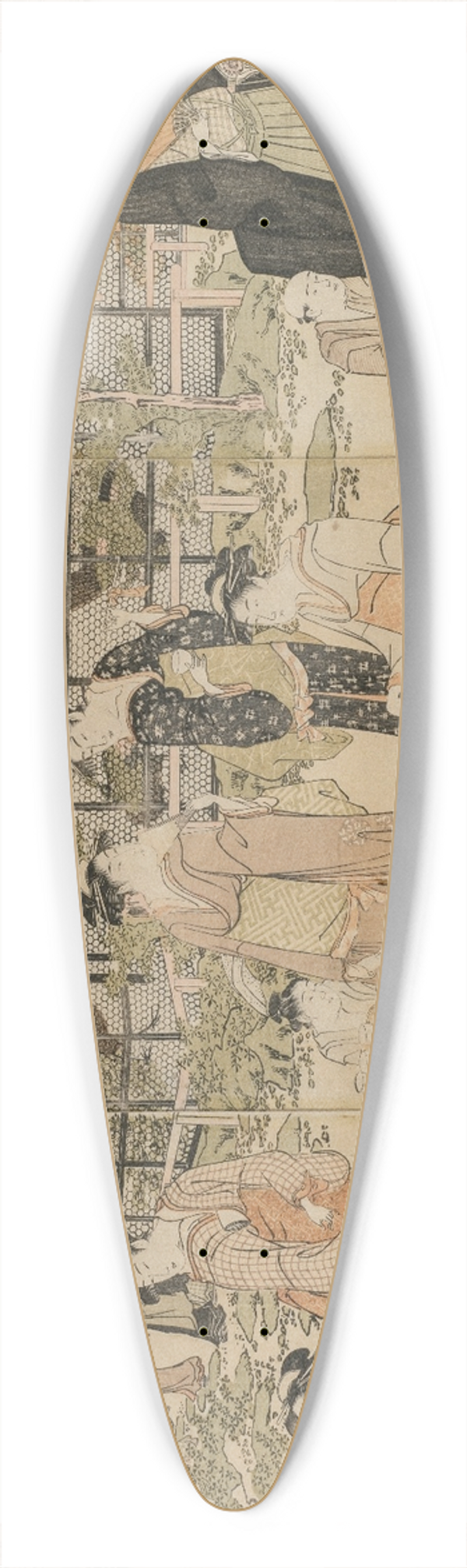 Toyokuni Utagawa - Visitors to the Shika Tea House 39.3 inch art pintail longboard deck