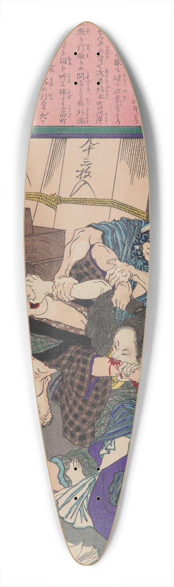 Tsukioka Yoshitoshi - Amateur Prostitutes Fighting over a Client 39.3 inch art pintail longboard deck