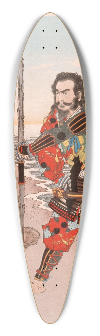 Tsukioka Yoshitoshi - Chinzei Hachir Tametomo with Two Islanders on the Beach at Ashijima 39.3 inch art pintail longboard deck