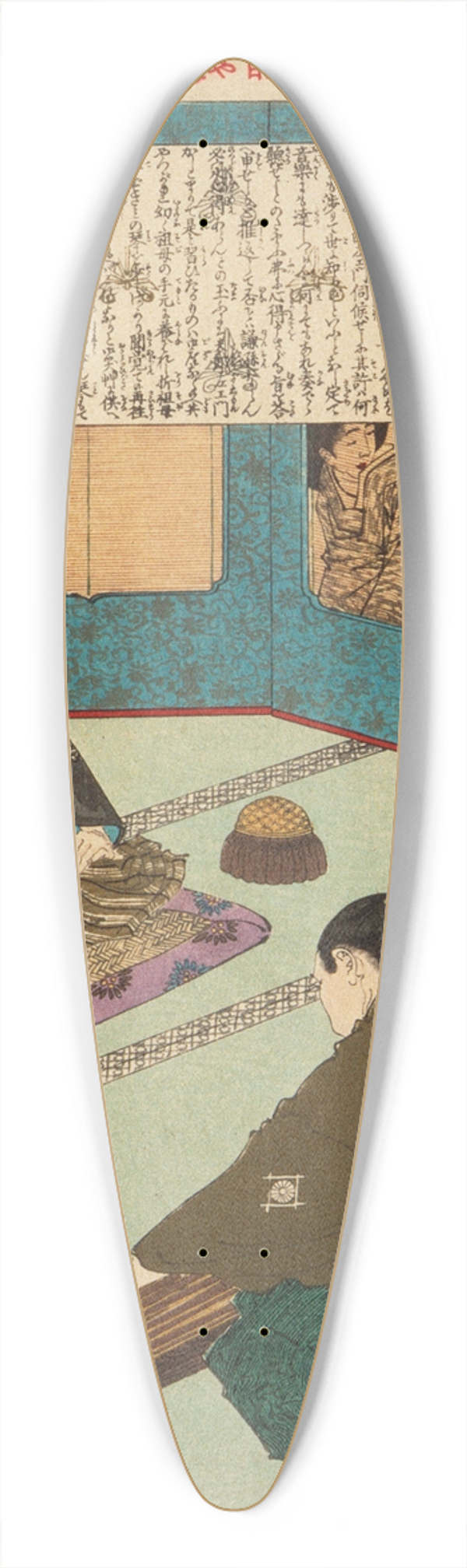 Tsukioka Yoshitoshi - Egawa Tarzaemon Playing the Koto 39.3 inch art pintail longboard deck