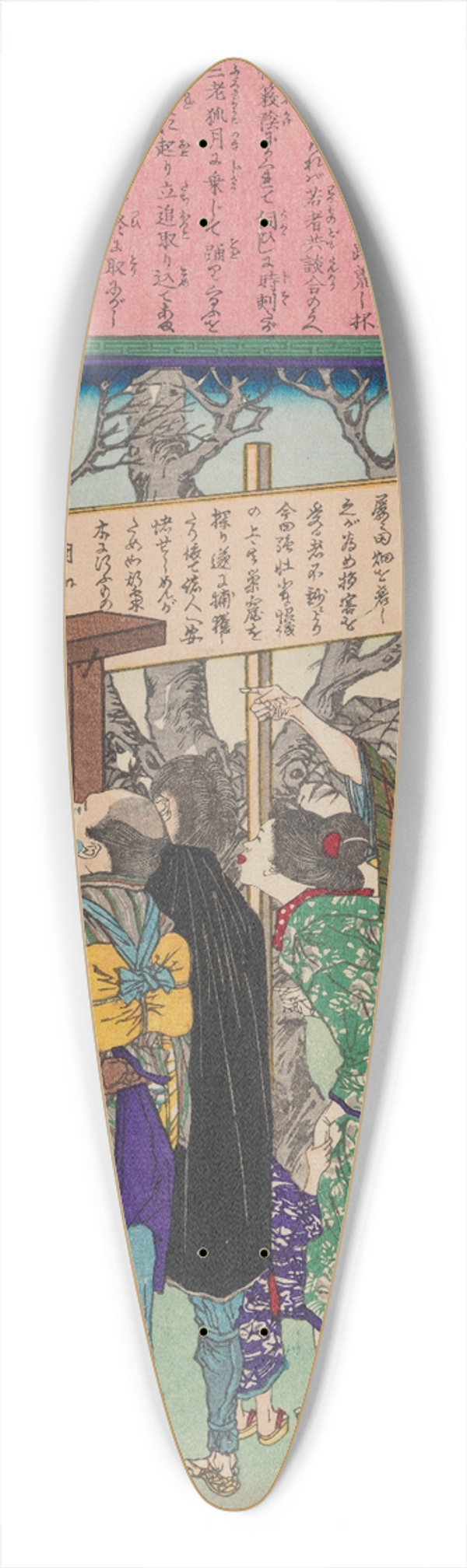 Tsukioka Yoshitoshi - Heads of Two Foxes Decapitated for Too Much Merrymaking 39.3 inch art pintail longboard deck