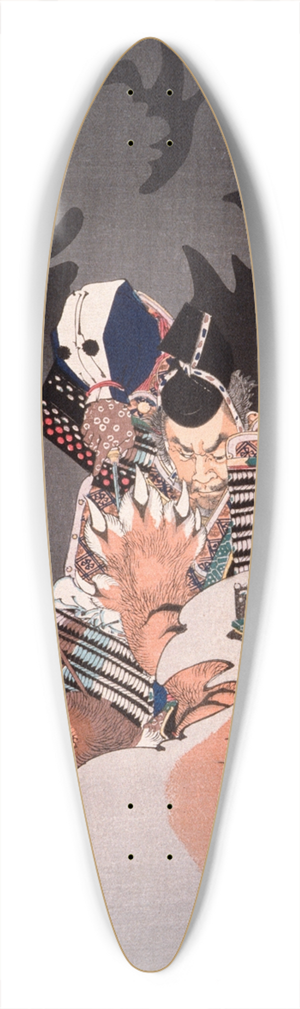 Tsukioka Yoshitoshi - I No Hayata Kills the Nue at the Imperial Palace 39.3 inch art pintail longboard deck