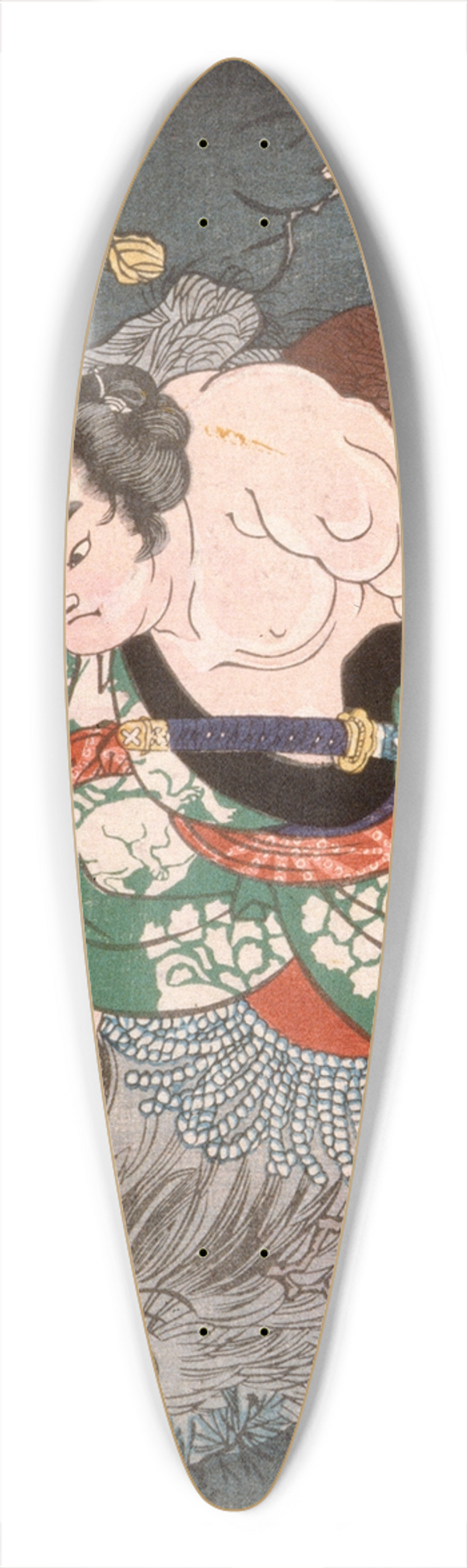 Tsukioka Yoshitoshi - Inuta Kobungo Yasuyori Killing a Boar 39.3 inch art pintail longboard deck