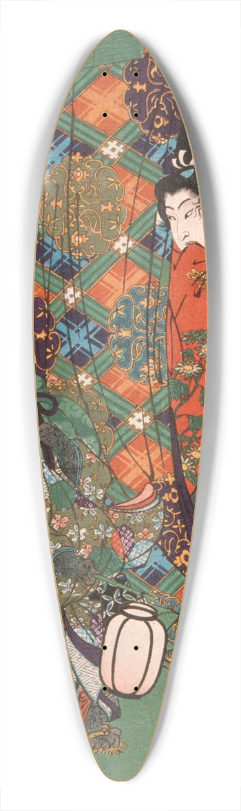 Tsukioka Yoshitoshi - Kusunoki Tamonmaru Masayuki Surprising a Fox Ghost 39.3 inch art pintail longboard deck