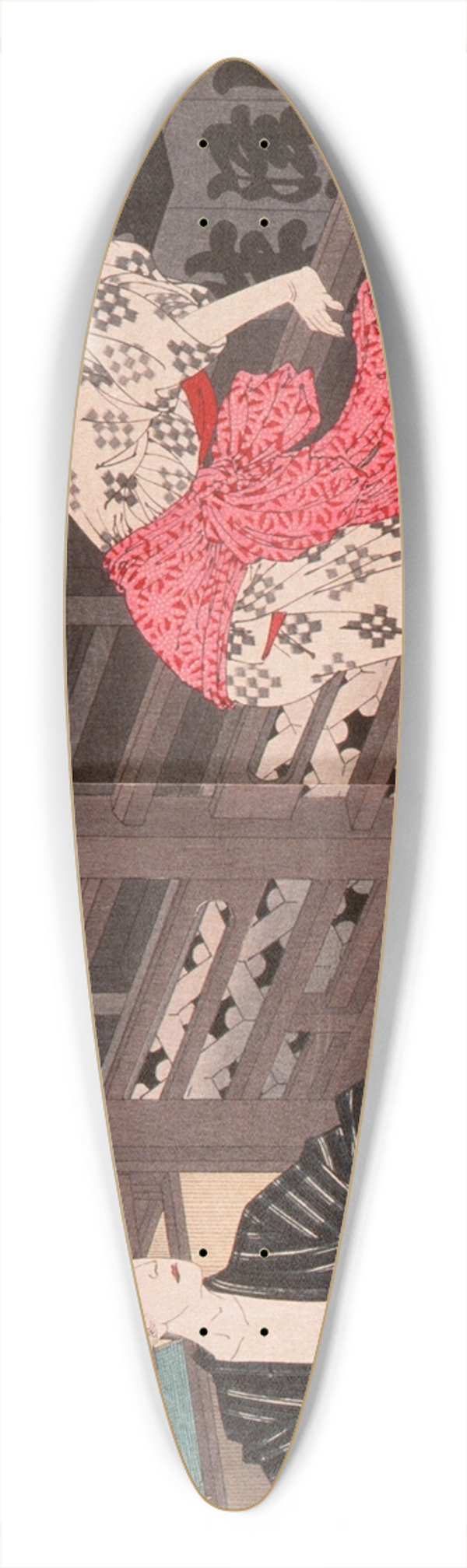 Tsukioka Yoshitoshi - Lady Ejima and the Actor Ikushima Shingor 39.3 inch art pintail longboard deck