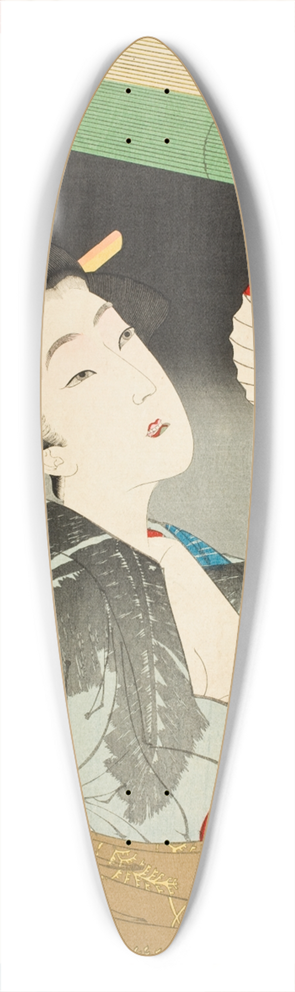 Tsukioka Yoshitoshi - Looking Observant; The Appearance of a Kyoto Waitress of the Meiji Era 39.3 inch art pintail longboard deck