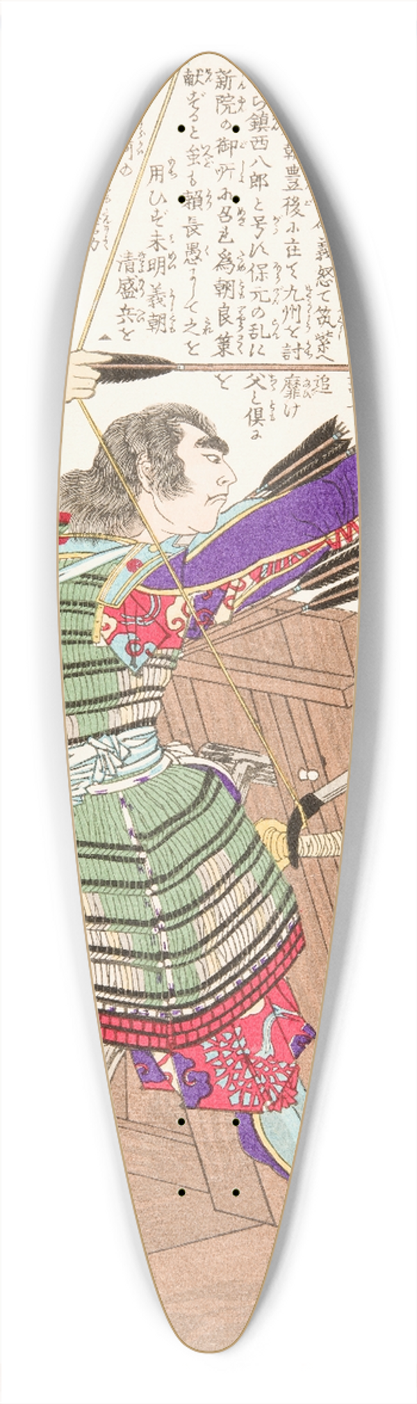 Tsukioka Yoshitoshi - Minamoto no Tametomo with a Bow 39.3 inch art pintail longboard deck