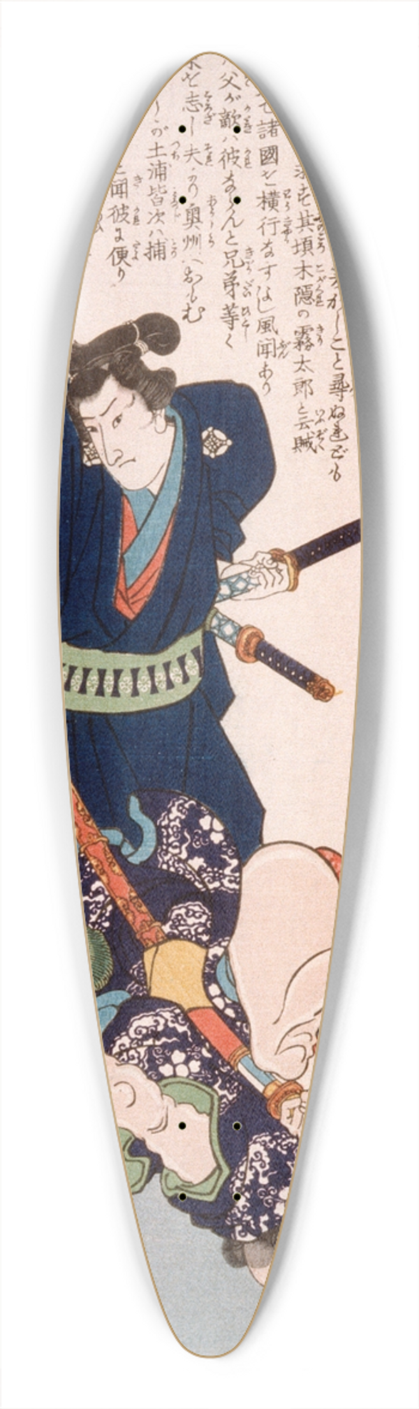 Tsukioka Yoshitoshi - Namekata Monya Throwing an Assailant to the Ground 39.3 inch art pintail longboard deck