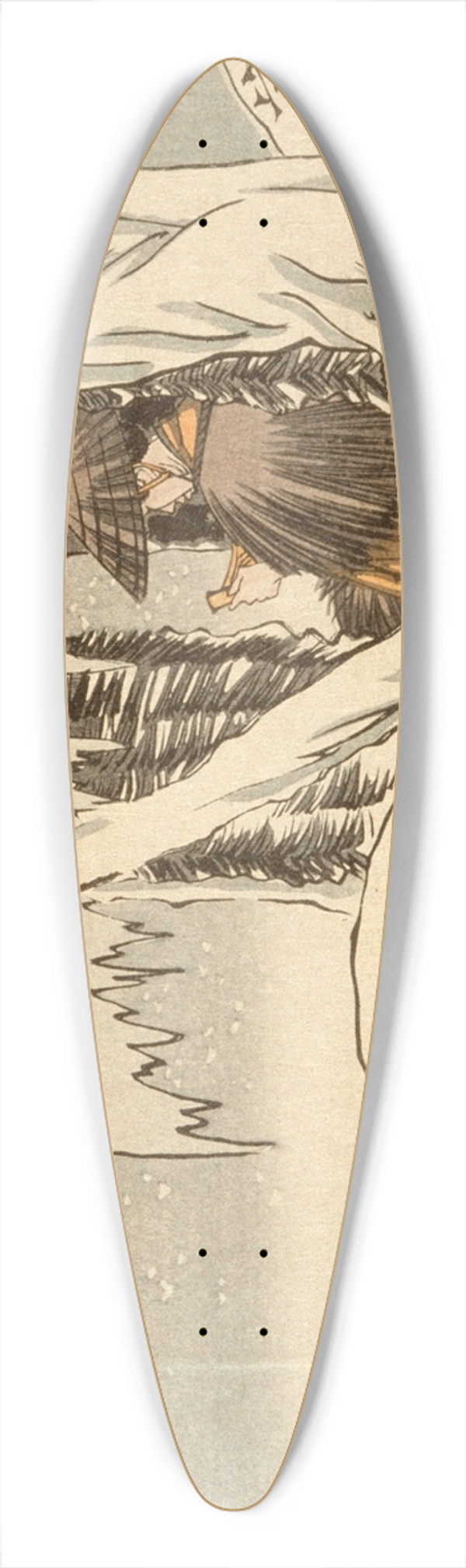 Tsukioka Yoshitoshi - Nichiren in Exile at Sado 39.3 inch art pintail longboard deck