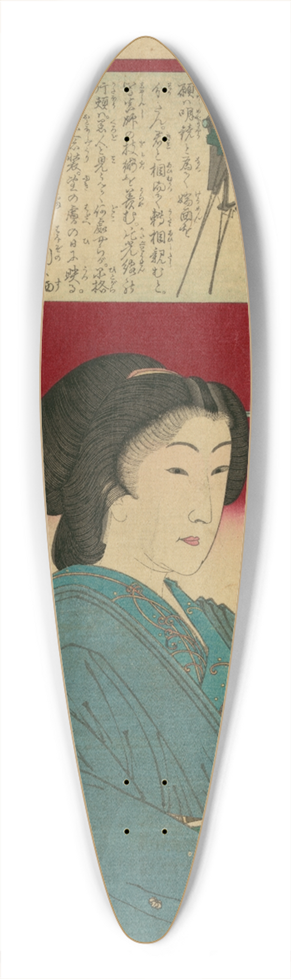 Tsukioka Yoshitoshi - Photographer and subject, in Yokohama, Japan 39.3 inch art pintail longboard deck