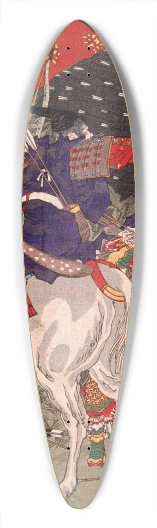 Tsukioka Yoshitoshi - Sakanoue Tamuramaro in Rain of Arrows 39.3 inch art pintail longboard deck