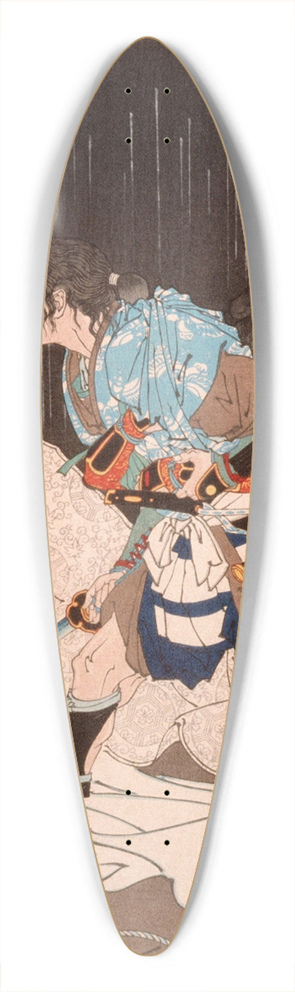 Tsukioka Yoshitoshi - Soga no Gor Tokimune Held Back by Gosho no Gormaru 39.3 inch art pintail longboard deck