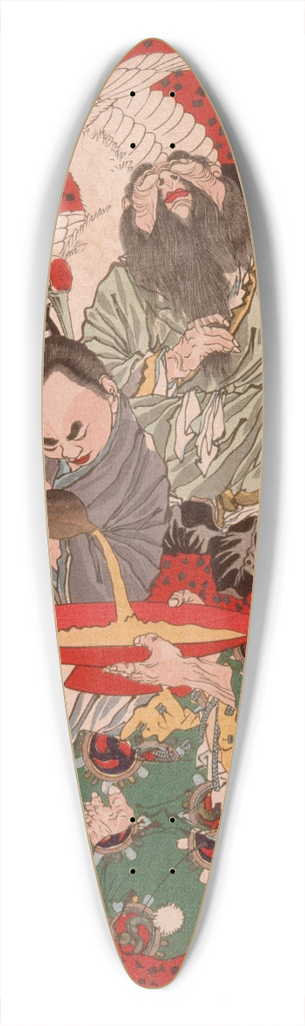 Tsukioka Yoshitoshi - Tbsaku, Miura Yoshiaki the Tax Collector, and Urashima Tar Drinking Wine 39.3 inch art pintail longboard deck