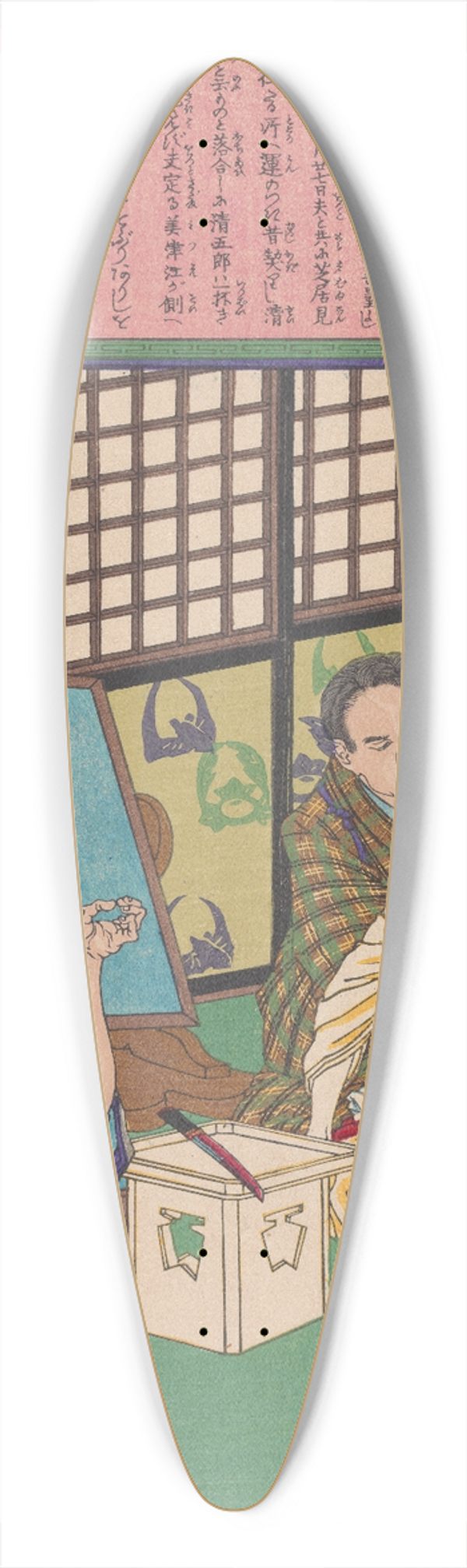 Tsukioka Yoshitoshi - The Death of the Bride Mitsue 39.3 inch art pintail longboard deck