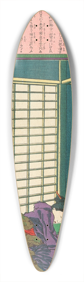 Tsukioka Yoshitoshi - The Geisha Umekichi Imploring Nakajima Seibi to Part from Her and Return to His Studies 39.3 inch art pintail longboard deck