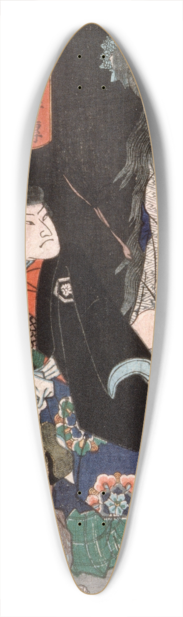 Tsukioka Yoshitoshi - The Ghost of Yaehatahime and Akamatsu Jtamaru Takanori 39.3 inch art pintail longboard deck