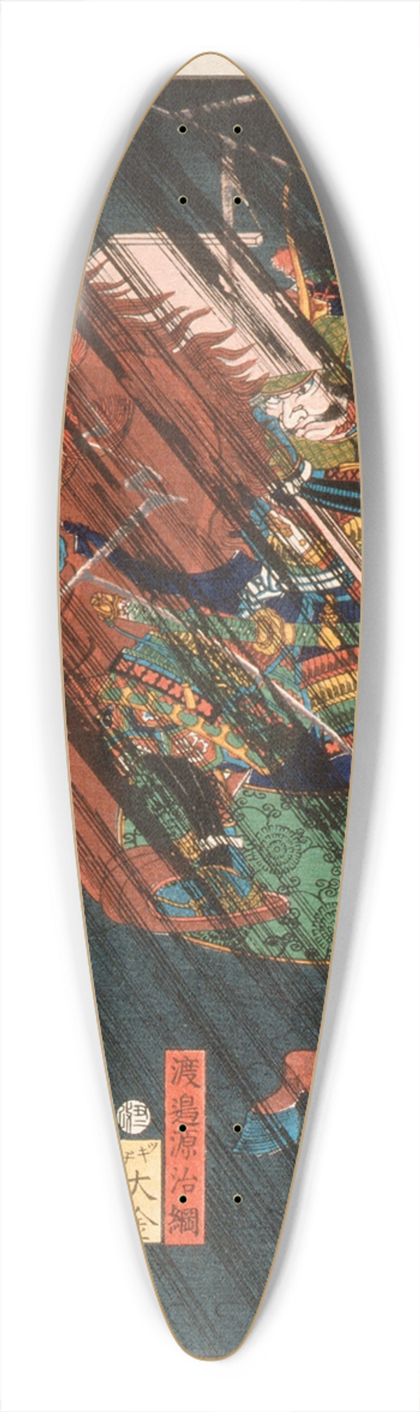 Tsukioka Yoshitoshi - Watanabe Genji Tsuna on a Horse in the Rain 39.3 inch art pintail longboard deck