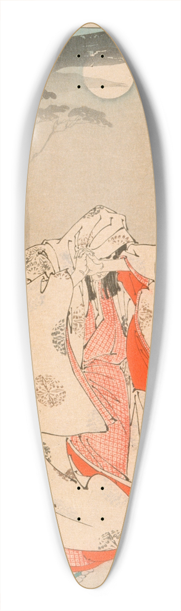 Tsukioka Yoshitoshi - Yokobue Waiting from Takiguchi Tokiyori by Moonlight at Hrinji 39.3 inch art pintail longboard deck