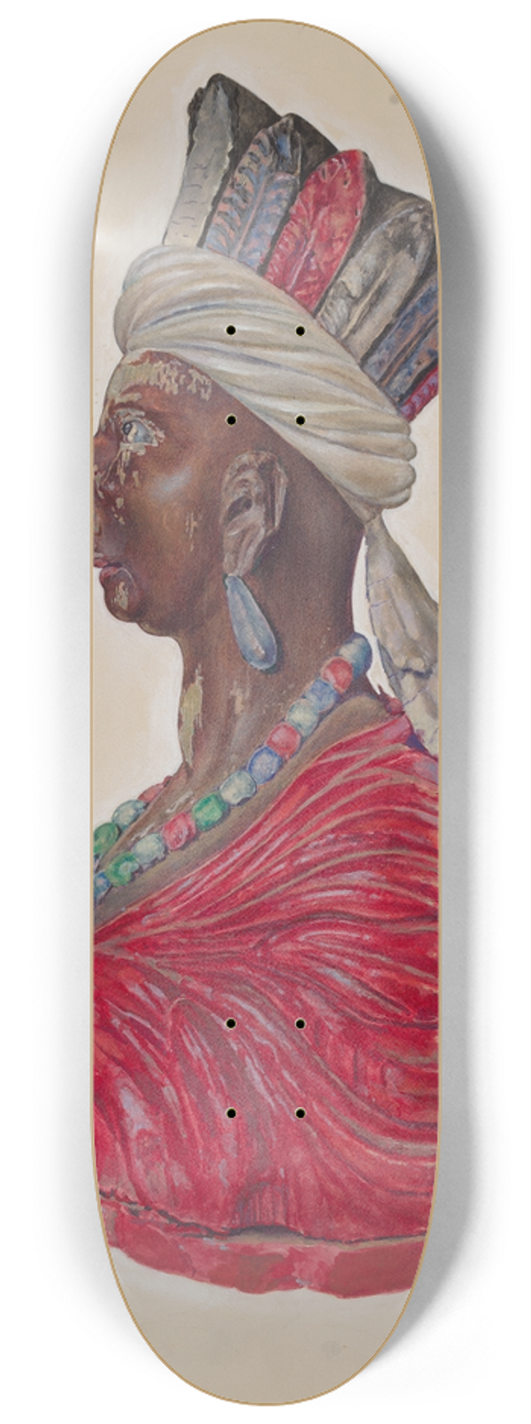 David Ramage - Wooden Indian Bust 8.25 inch art skate deck